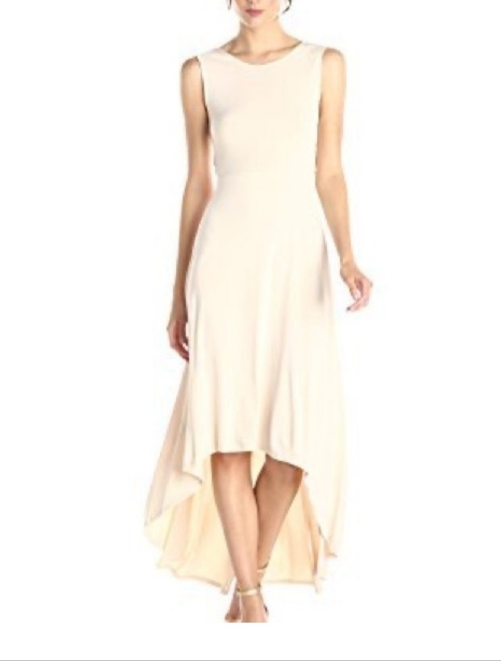 BCBGMaxAzria Cream High-Low Sleeveless Maxi Dress